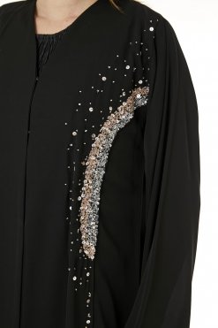 MOI0623061 2 Black Korean Nida Hand Embellished Abaya