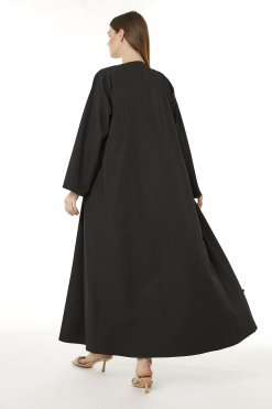 MOI0623057 3 Black Barbie Crepe Hand Embellished Abaya