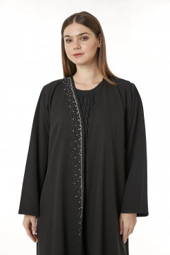 MOI0623057 2 Black Barbie Crepe Hand Embellished Abaya