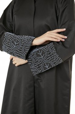 MOI0623056 2 Black Victoria Satin Hand Embellished Abaya