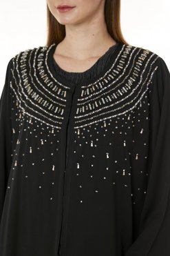 MOI0623055 2 Black Korean Nida Hand Embellished Abaya