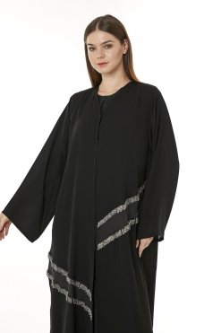 MOI0623054 2 Black Korean Nida Hand Embellished Abaya
