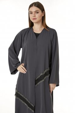 MOI0623053 2 Grey Korean Nida Hand Embellished Abaya