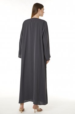 MOI0623053 3 Grey Korean Nida Hand Embellished Abaya