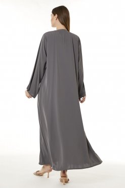 MOI0623052 3 Grey Korean Nida Hand Embellished Abaya