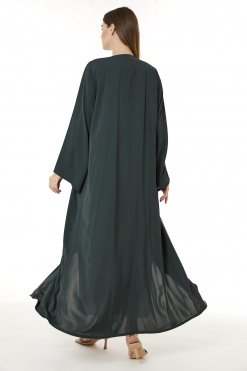MOI0623051 3 Dark Green Korean Nida Hand Embellished Abaya