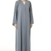 Grey Korean Nida Hand Embellished Abaya