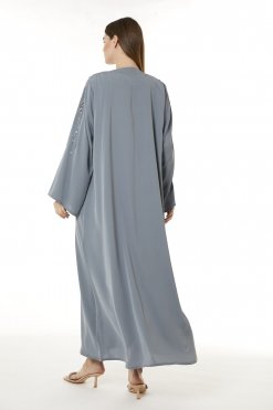 MOI0623049 3 Grey Korean Nida Hand Embellished Abaya