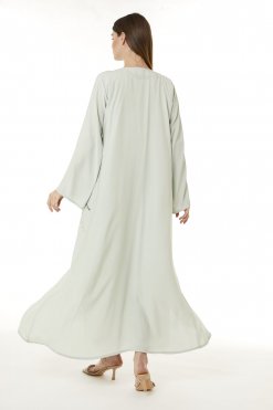 MOI0623047 3 Light Green Indonesian Crepe Hand Embellished Abaya