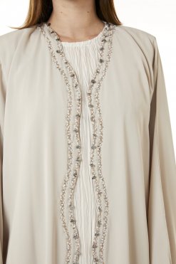 MOI0623045 2 Peach Korean Nida Hand Embellished Abaya