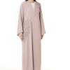 MOI0623044 Tan Korean Nida Hand Embellished Abaya