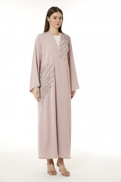 Tan Korean Nida Hand Embellished Abaya