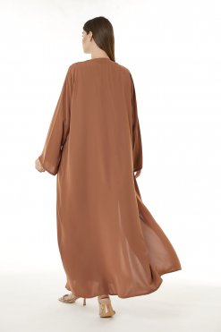 MOI0623043 3 Orange Korean Nida Hand Embellished Abaya