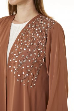 MOI0623043 2 Orange Korean Nida Hand Embellished Abaya