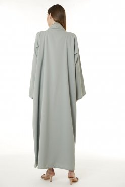 MOI0623042 3 Grey Indonesian Crepe Hand Embellished Abaya
