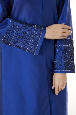 MOI0623039 2 Royal Blue Victoria Satin Hand Embellished Abaya