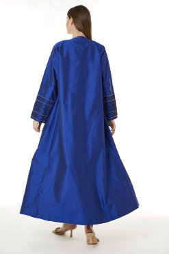 MOI0623039 3 Royal Blue Victoria Satin Hand Embellished Abaya