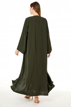 Dark Green Korean Nida Hand Embellished Abaya 7 MOI0623037 3 Dark Green Korean Nida Hand Embellished Abaya