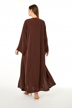 MOI0623036 3 Brown Korean Nida Hand Embellished Abaya