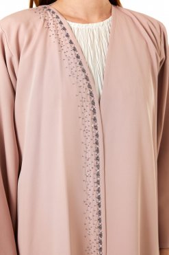 Pink Korean Nida Hand Embellished Abaya 6 MOI0623035 2 Pink Korean Nida Hand Embellished Abaya