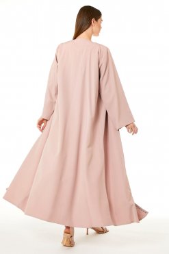 Pink Korean Nida Hand Embellished Abaya 7 MOI0623035 3 Pink Korean Nida Hand Embellished Abaya