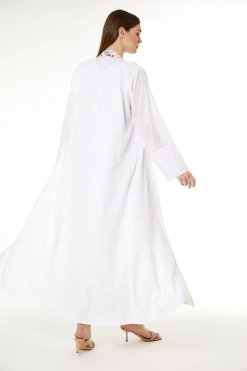 MOI0623033 3 White Barbie Crepe Embroidered Abaya