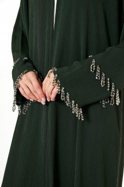 MOI0623031 2 Dark Green Zoom Hand Embellished Abaya