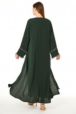 MOI0623031 3 Dark Green Zoom Hand Embellished Abaya