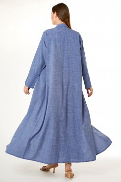 MOI0623028 3 Blue Melange Hand Embellished Abaya