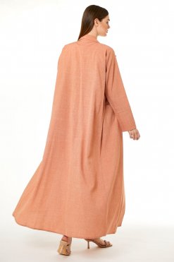 MOI0623027 3 Orange Melange Hand Embellished Abaya