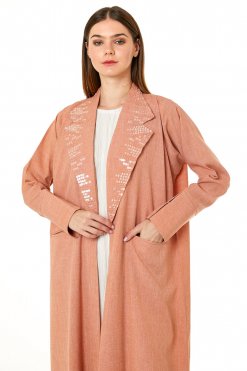 MOI0623027 2 Orange Melange Hand Embellished Abaya
