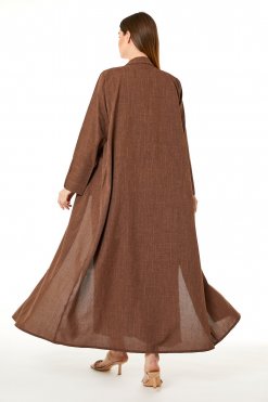 MOI0623026 3 Brown Melange Hand Embellished Abaya