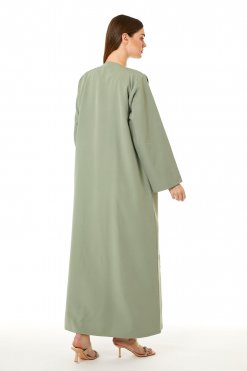 MOI0623025 3 Green Indonesian Crepe Hand Embellished Abaya