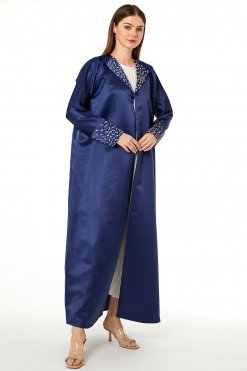 MOI0623022 1 Navy Victoria Satin Embroidered Abaya