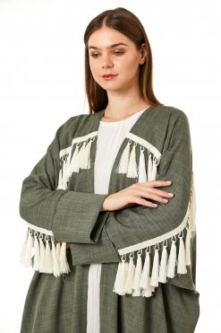 MOI0623017 2 Green CEY Melange Abaya
