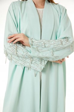 MOI0623014 2 Green Korean Nida Hand Embellished Abaya