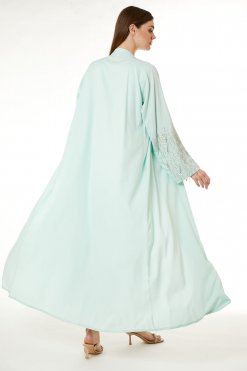 MOI0623014 3 Green Korean Nida Hand Embellished Abaya