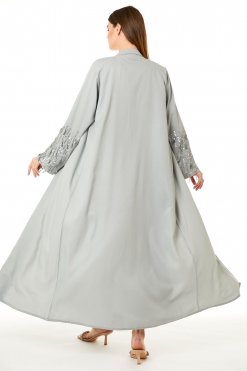 MOI0623013 3 Grey Korean Nida Hand Embellished Abaya