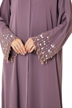MOI0623012 2 Purple Korean Nida Hand Embellished Abaya