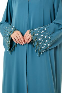 MOI0623011 2 Blue Korean Nida Hand Embellished Abaya