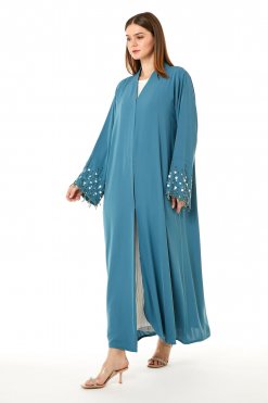 MOI0623011 1 Blue Korean Nida Hand Embellished Abaya