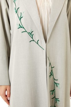 MOI0623010 2 Grey Linen Embroidered Abaya