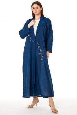 MOI0623009 1 Navy Linen Embroidered Abaya