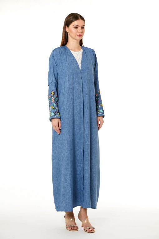 Blue CEY Melange Embroidered Abaya