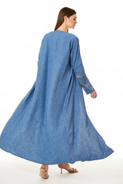 MOI0623007 3 Blue CEY Melange Embroidered Abaya