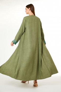 MOI0623006 3 Green CEY Melange Embroidered Abaya
