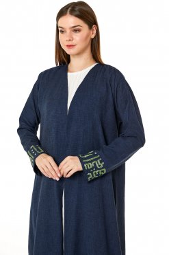 MOI0623005 2 Navy CEY Melange Embroidered Abaya