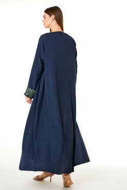 MOI0623005 3 Navy CEY Melange Embroidered Abaya