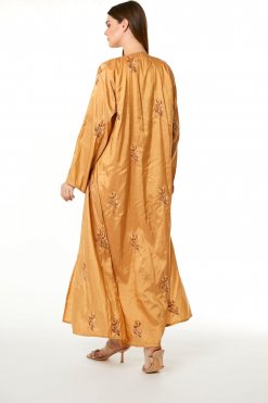 MOI0623003 4 Orange Tafta Embroidered Abaya