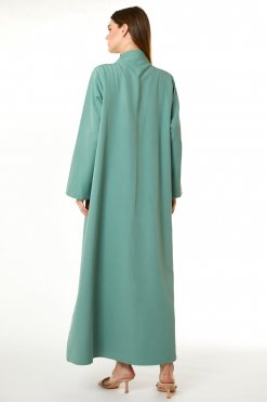 MOI0623002 3 Green Barbie Crepe Embellished Abaya